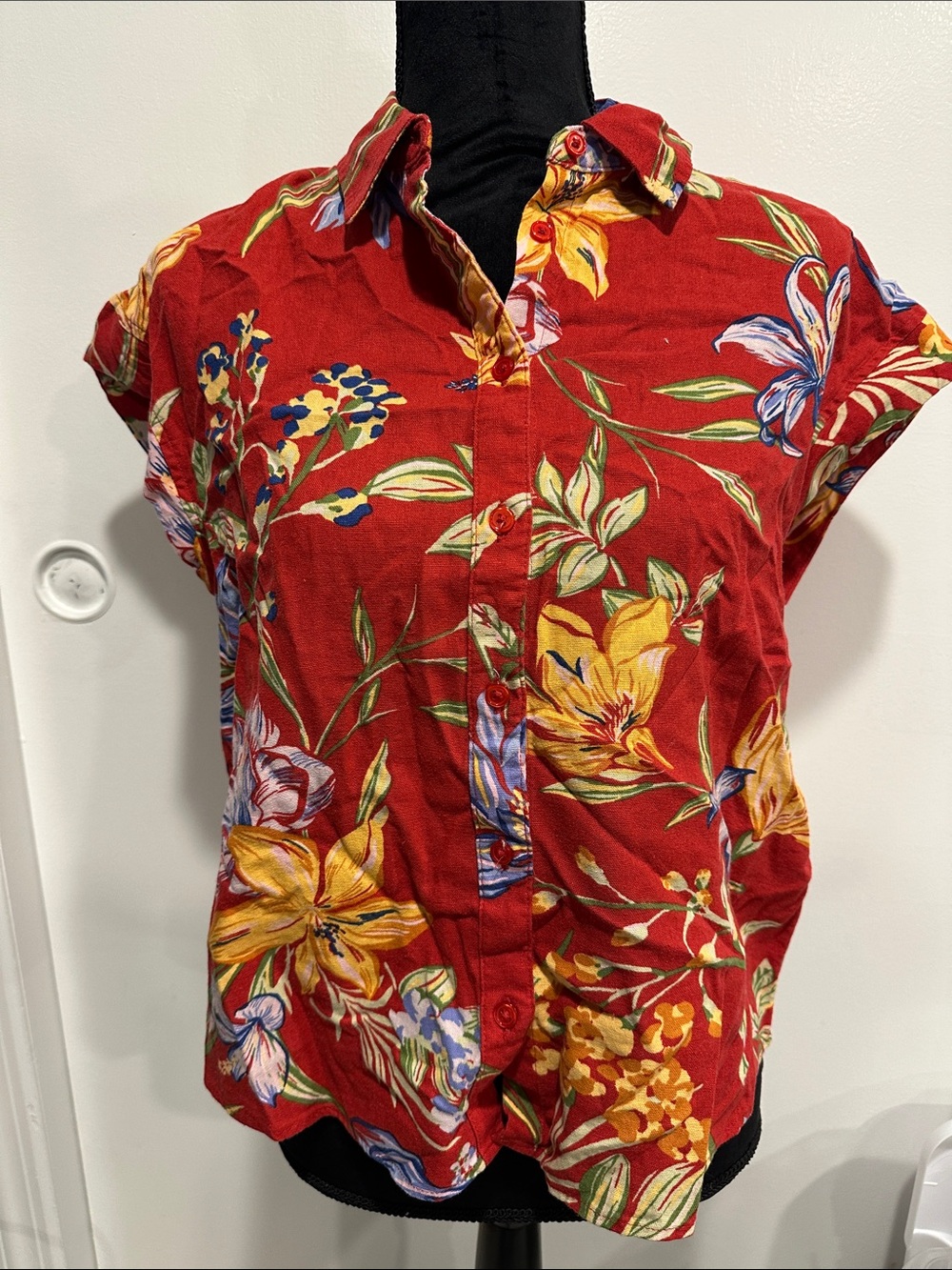 a new day Red Floral Button-Down Shirt